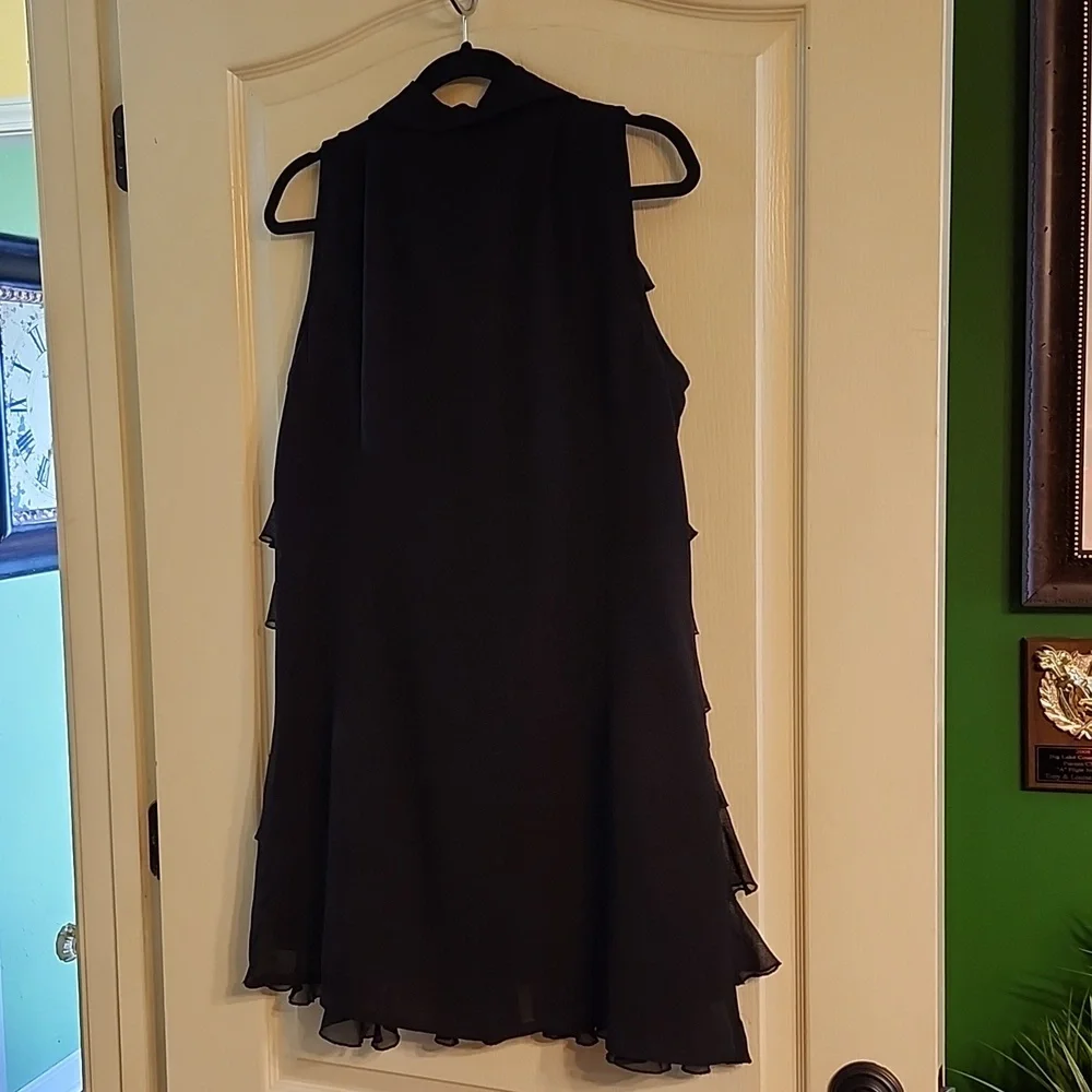 ASHRO BLACK SLEEVELESS RUFFLE DRESS - Picture 2 of 2